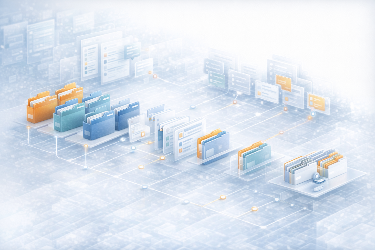 Technical repository workflow map showing student folders, subjects, assignments, and project outputs connected together